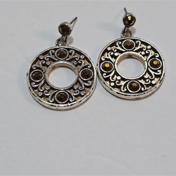 Brighton Scrolled Mixed Metals Dangle Post Earrings - Picture 7 of 7